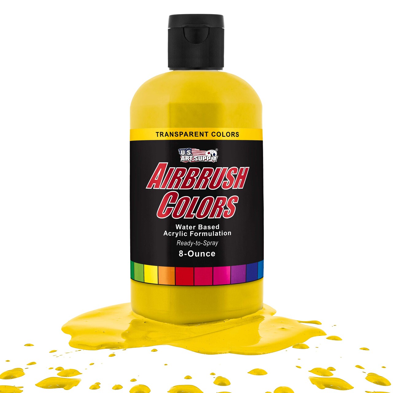 U.S. Art Supply Transparent Bright Yellow Acrylic Special Effects Airbrush Paint - 8oz Ready to Spray Air Brush Paint for Nails, Models, Fabric - Water-Based Air Brush Painting